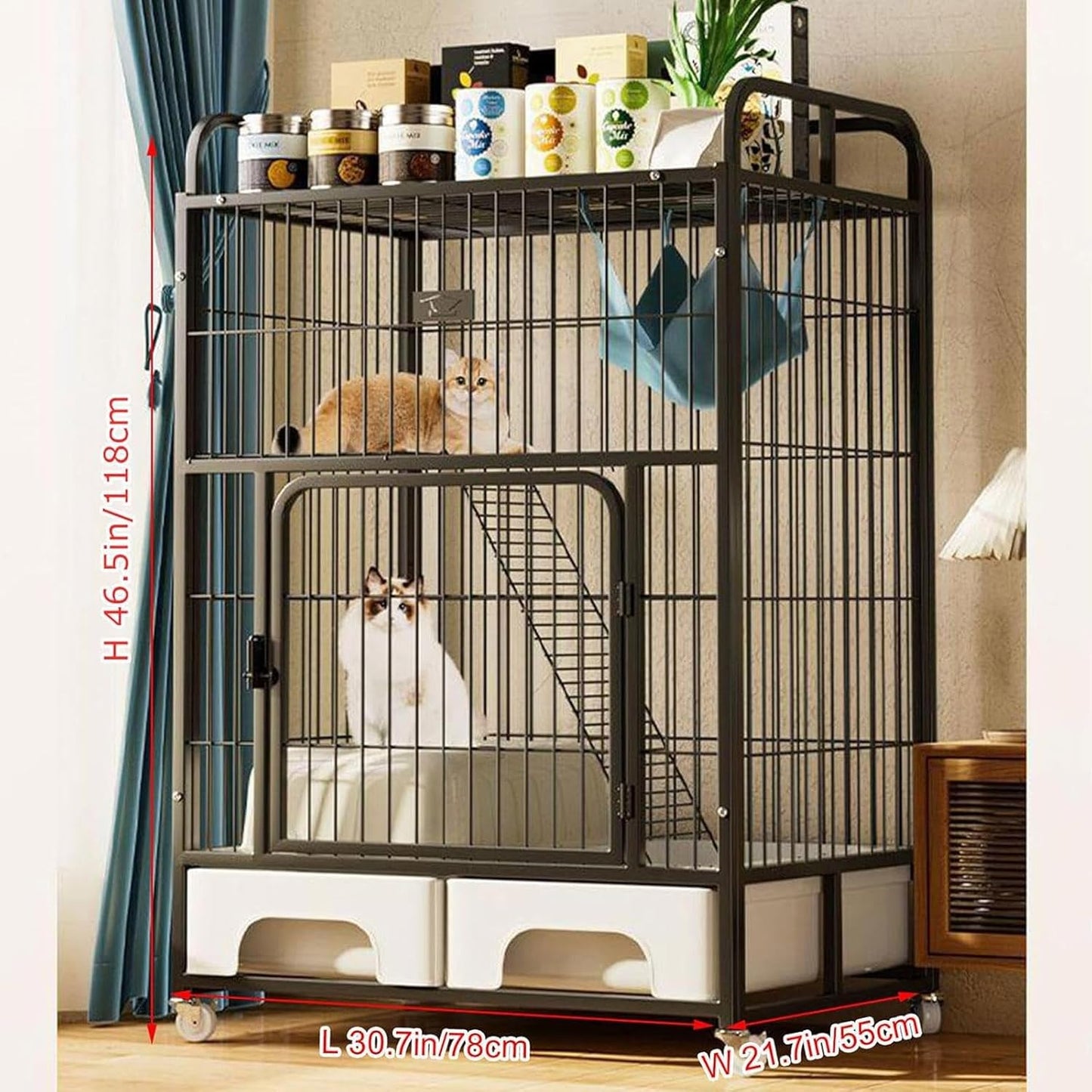 Wire Cage with Wheels & Shelf