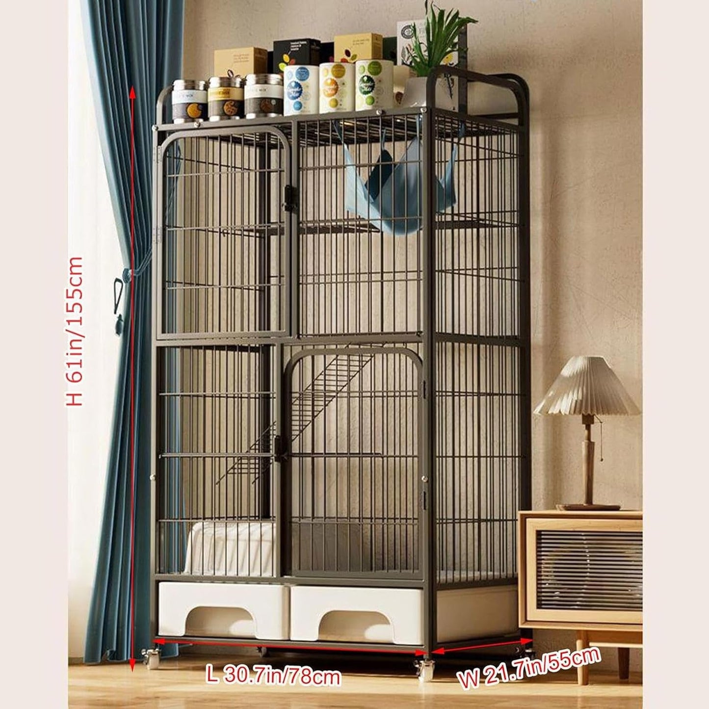 Wire Cage with Wheels & Shelf