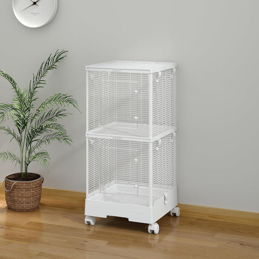 40" Double Bird Cage – White
